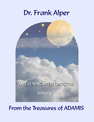 Cover of An Evening with Christos — clouds and a moon within a soft arch.